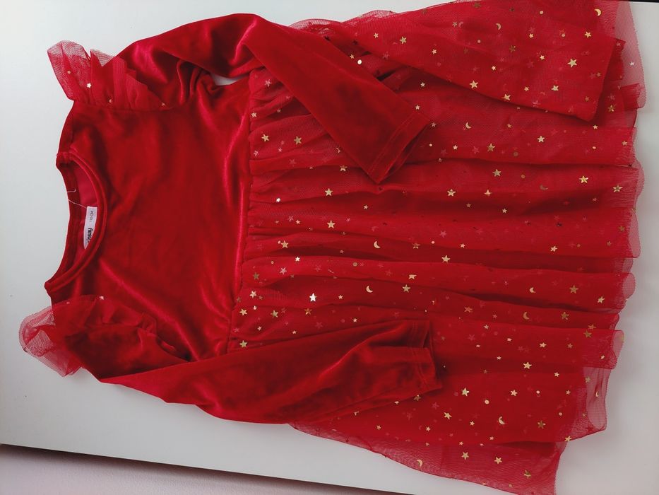 Czerwona sukienka z tiulem świąteczna Sinsay 4-5l 104-110 cm