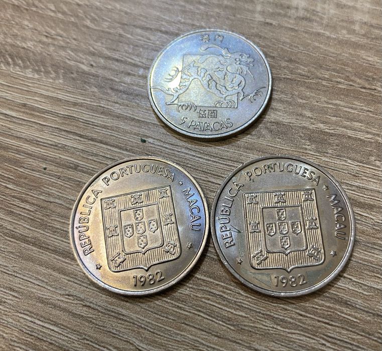 Moedas Macau 5 Patacas 1982