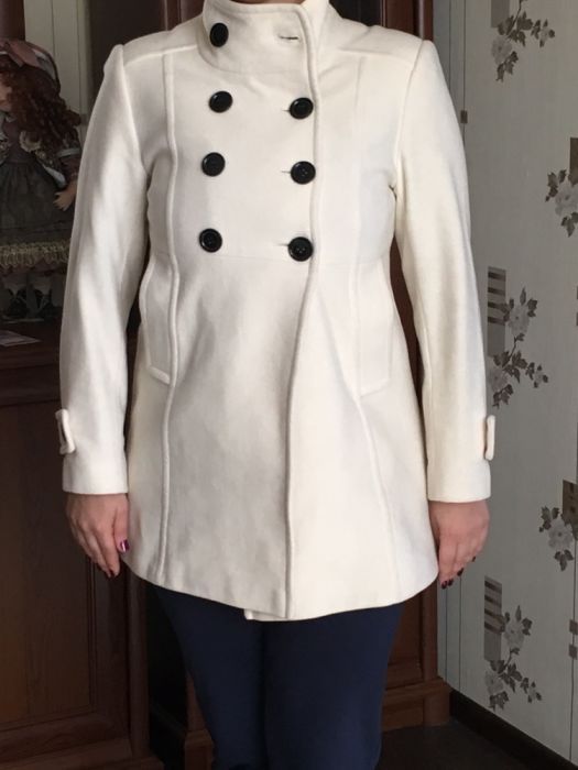 Белое пальто, пиджак, шерстяное, размер 44-46