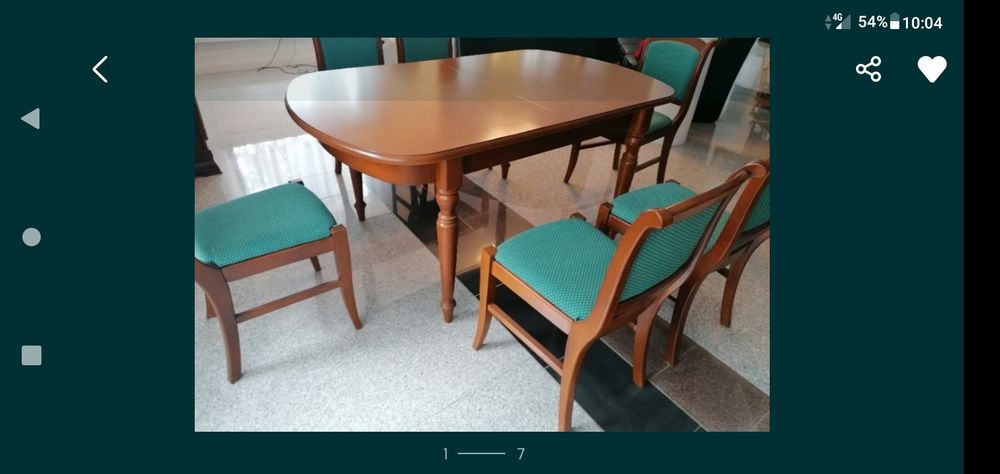 Zestaw stół i 6 krzeseł Bydgoskie fabryki mebli Louis Philippe