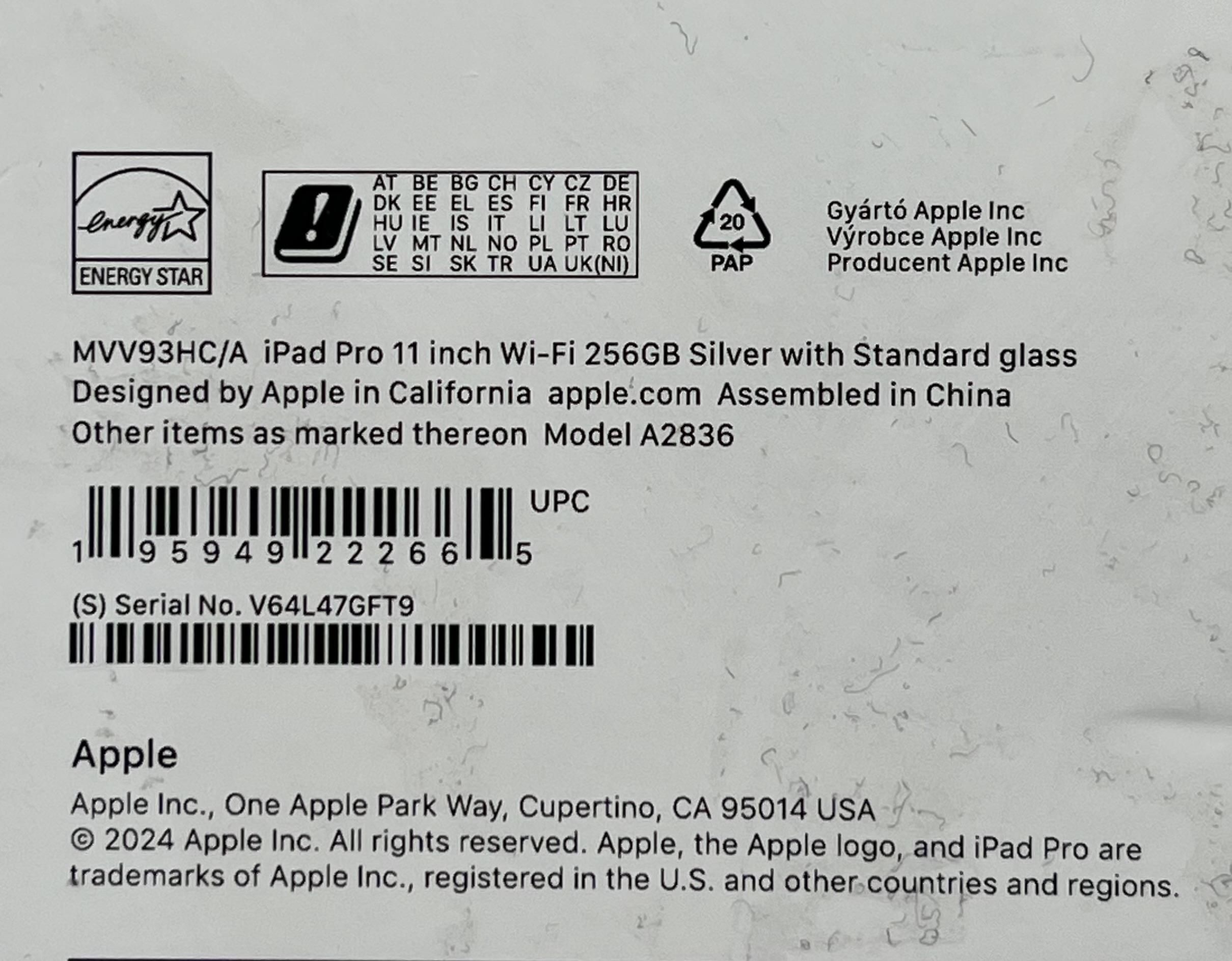 OUTLET Apple iPad Pro 2024 11" 8/256GB FV23 0 cykli MVV93HC/A
