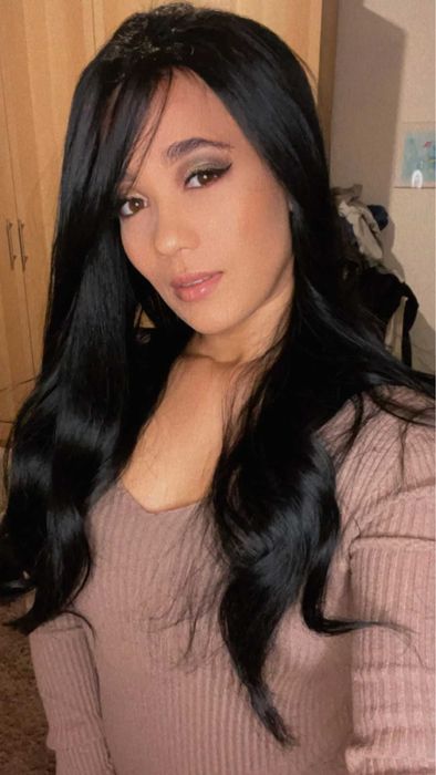 Nowa peruka czarna długie włosy fale EFEK NATURALNY