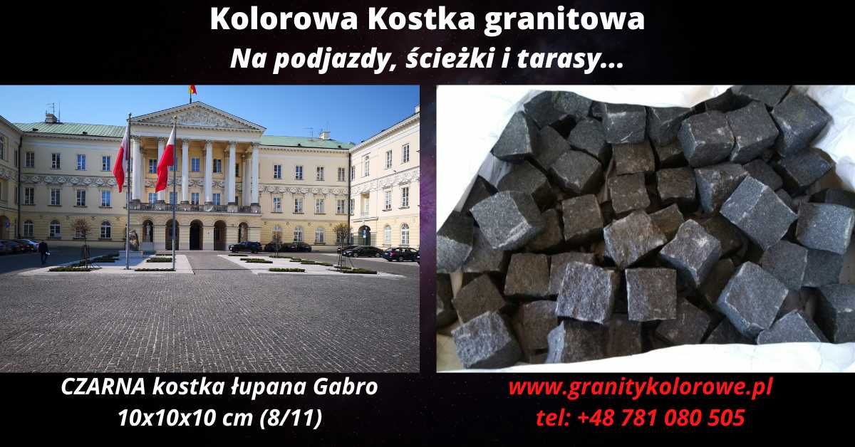 Kostka brukowa Granitowa Łupana Szara Czarna na podjazdy PROMOCJA