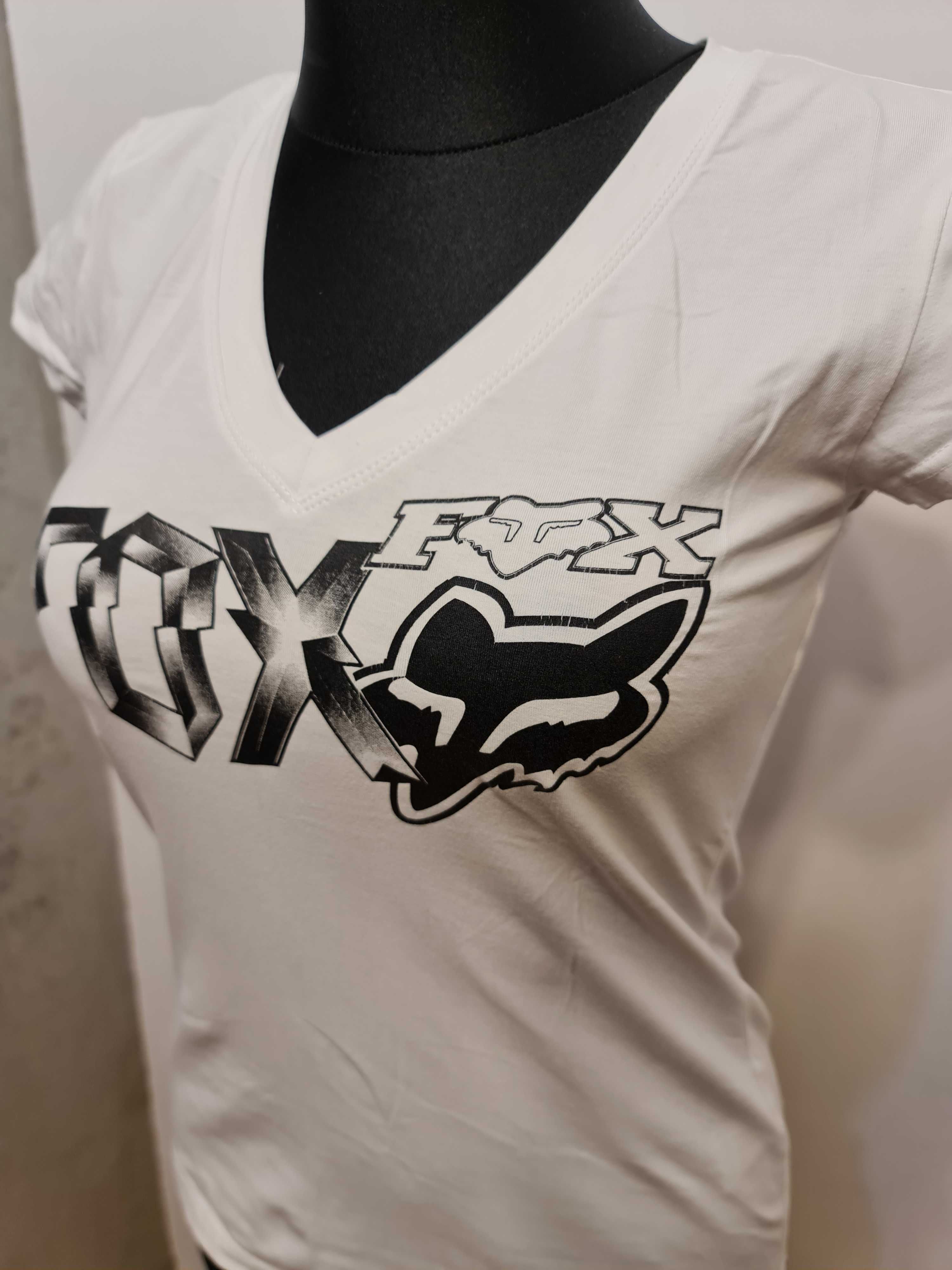 1312a Biała Techniczna Koszulka z logo Fox Racing rozmiar M