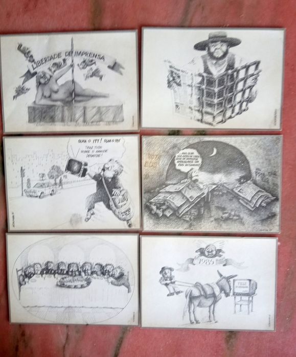 10 postais, não circulados de Zé Dalmeida,  sobre Liberdade de Imprens