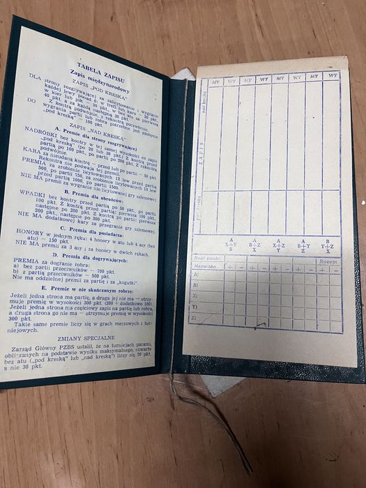 Ekskluzuwny Notes Brydżowy