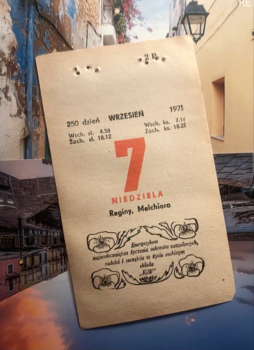 Kartka z kalendarza 1975, na 50 lat, prezent