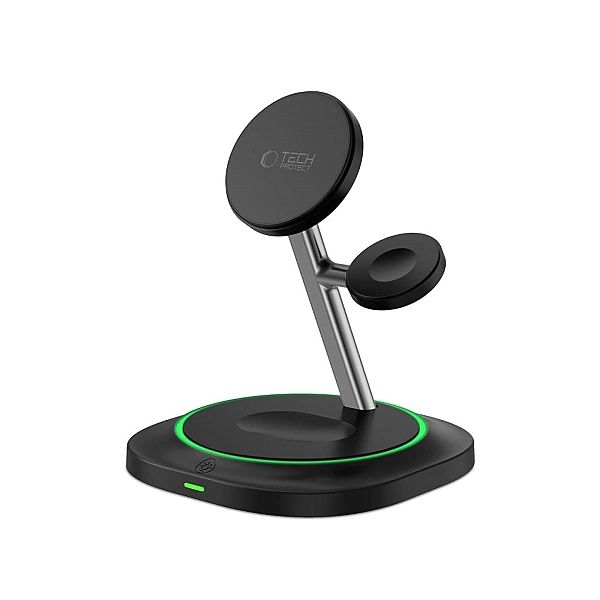 Tech-Protect Qi15W-A46/3In1 Magnetic Magsafe Wireless Charger Black