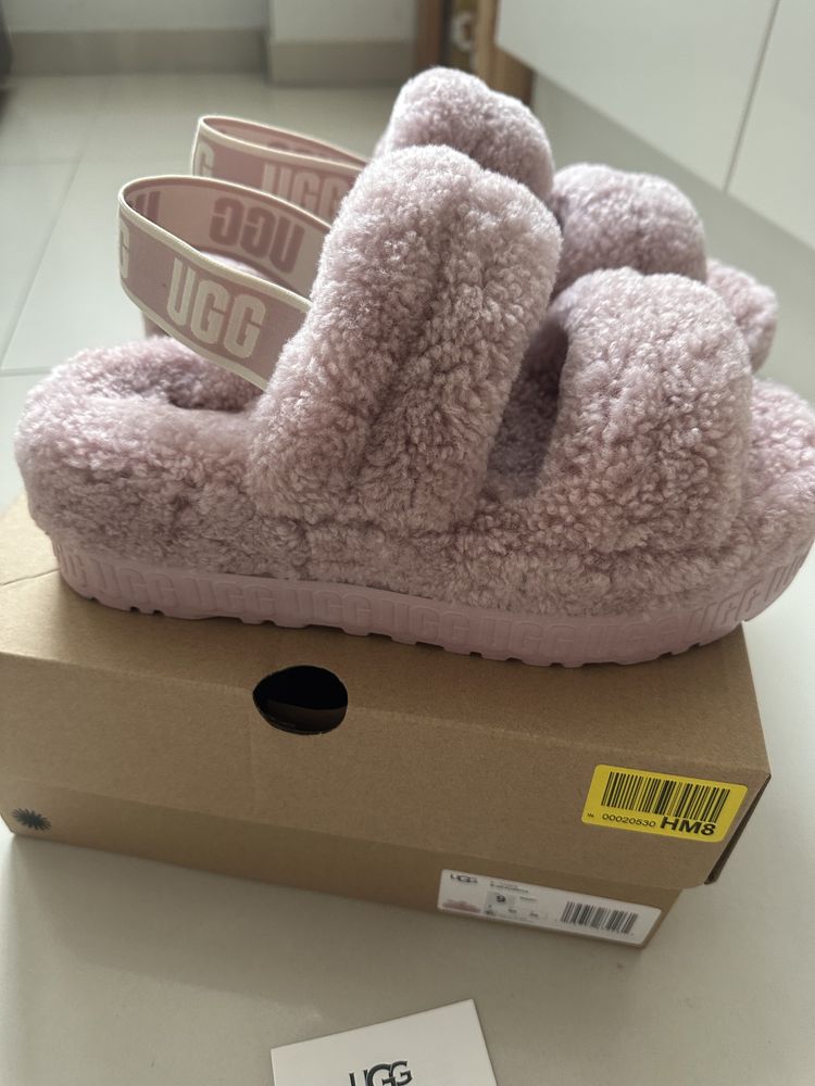 Kapcie klapki UGG OH Fluffita nowe z metką r.40 różowe wełna owcza