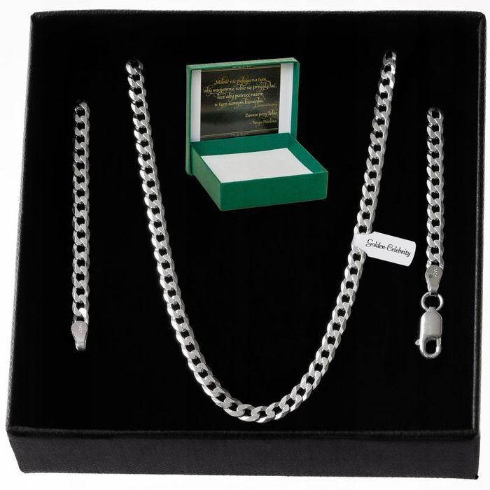 Srebrna Biżuteria Męska / Piękny Łańcuszek Pancerka 65cm + Grawer Grat