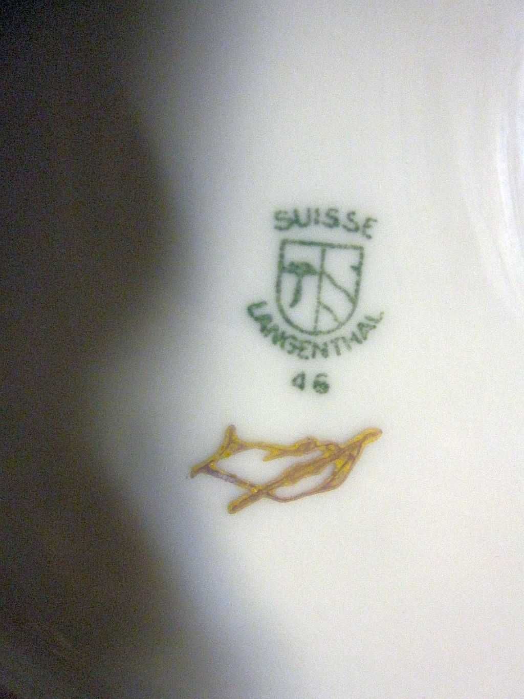 fantástica taça vintage pintada à mão em porcelana suíça LANGENTHAL
