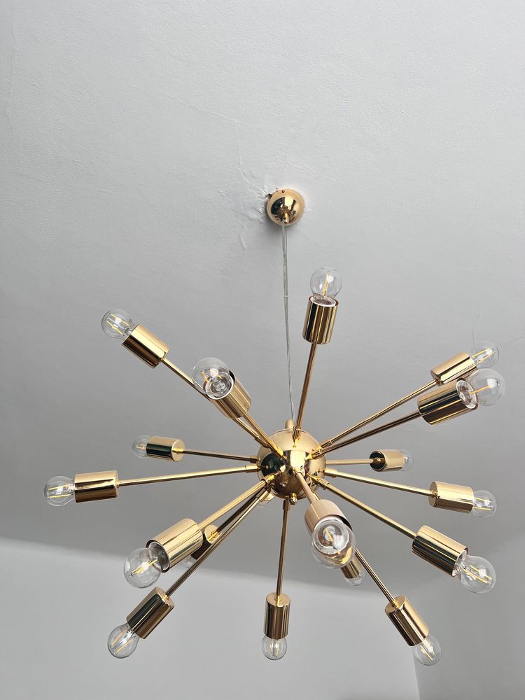 Designerska złota lampa sufitowa 18 punktowa