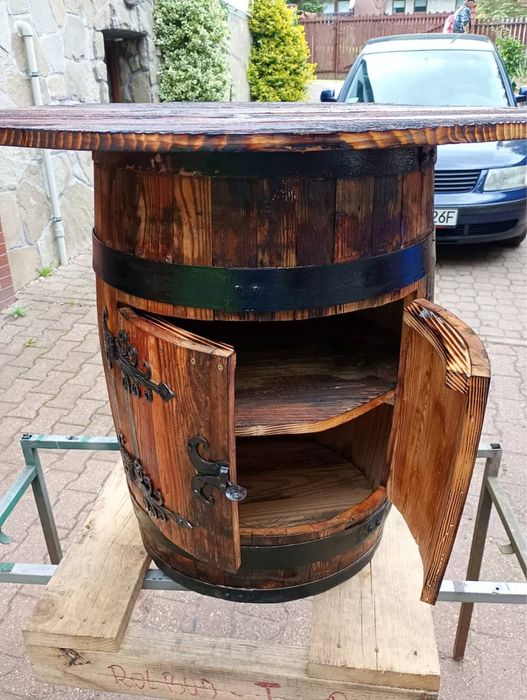 Sprzedam beczkę z blatem – szafka / stolik rustykalny