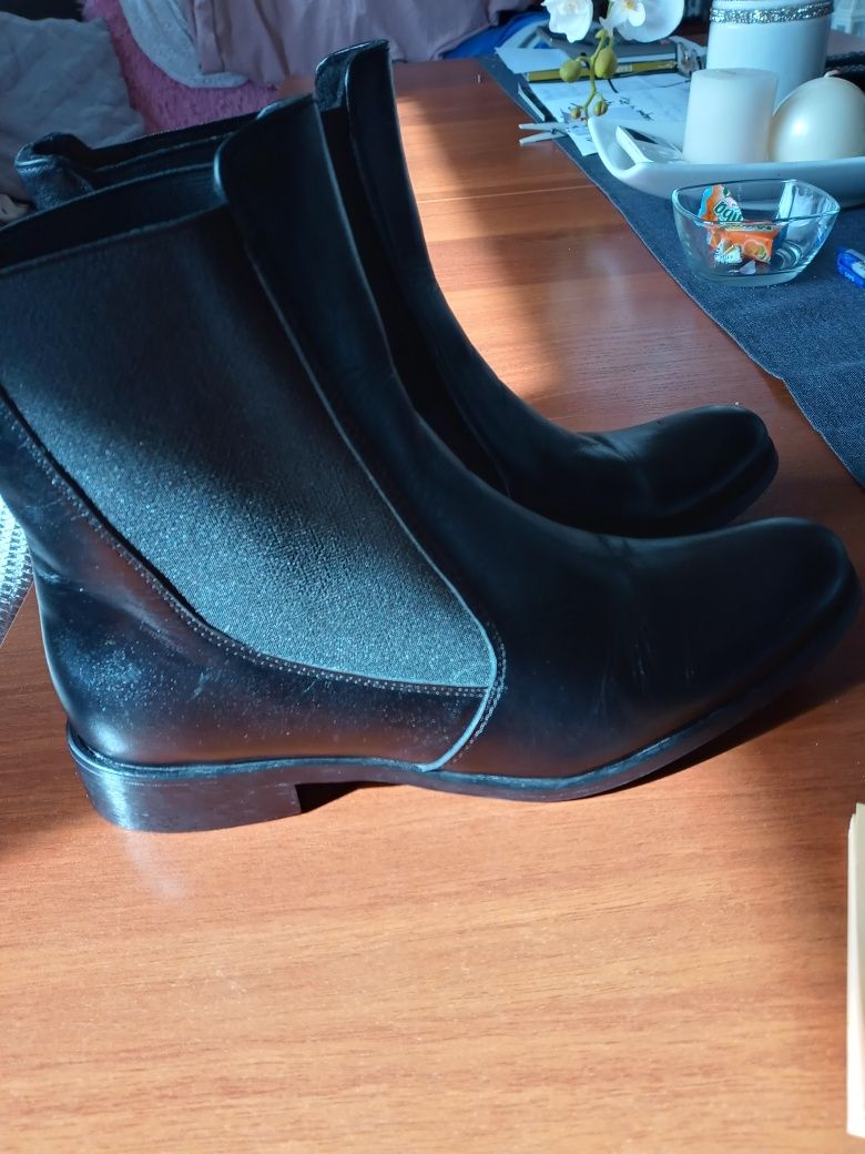 Botki damskie czarne 36 szczuple gumki
