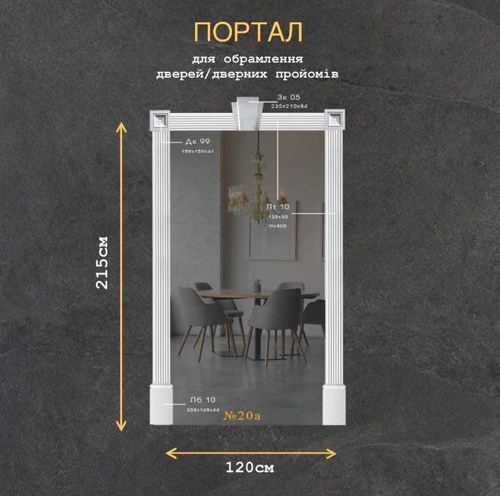Портал гіпсовий №20a. Обрамлення гіпсове. Гіпсова ліпнина.