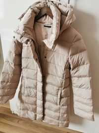 Płaszcz zimowy Sisley r. S/M 38 kurtka beżowy puchowy
