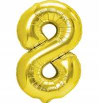 Balon cyfra 8 złota dekoracja urodziny