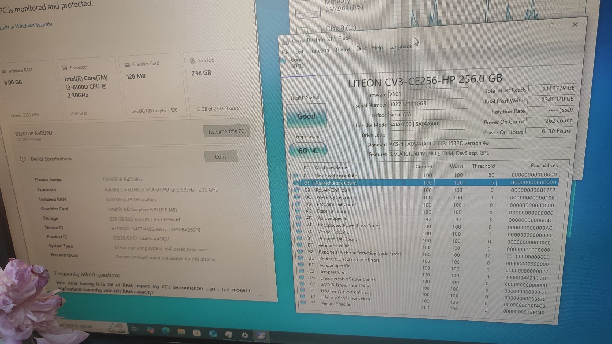 Міні ПК HP 260 G2 i3-6100U DDR4 2x4Gb SSD 256Gb, WiFi