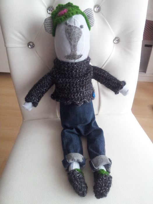 Wyjątkowy oryginalny miś maskotka hand made rękodzieło