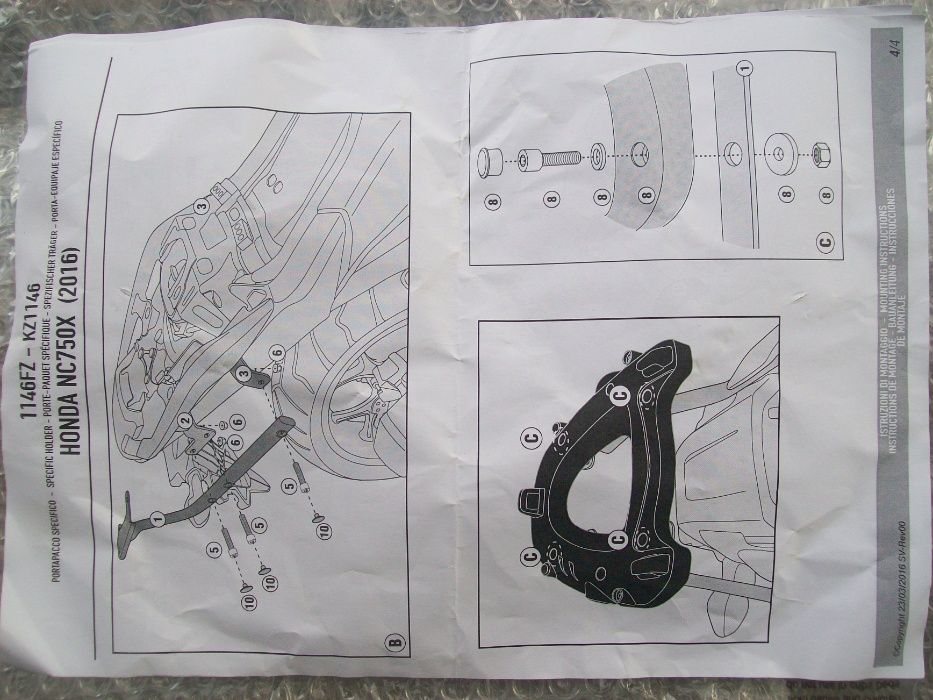 1146FZ GIVI stelaż centr. HONDA NC750X (16>20) i NC750S (16>20) nowy