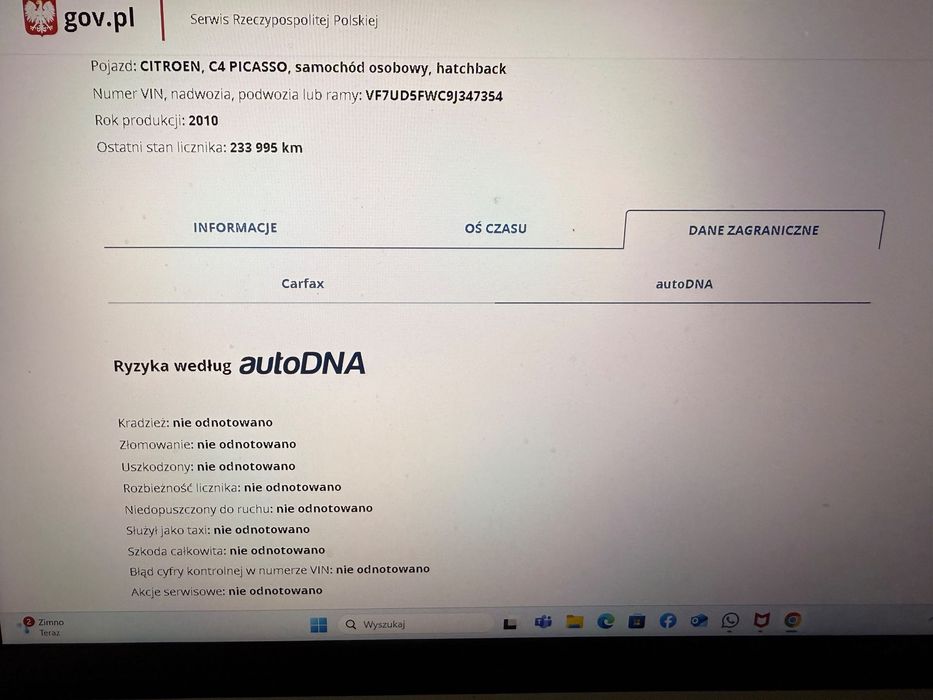 Citroën C4 Picasso 1,6B 120KM Potwierdzony przebieg Skóra Navi Interfejs Bluetooth.