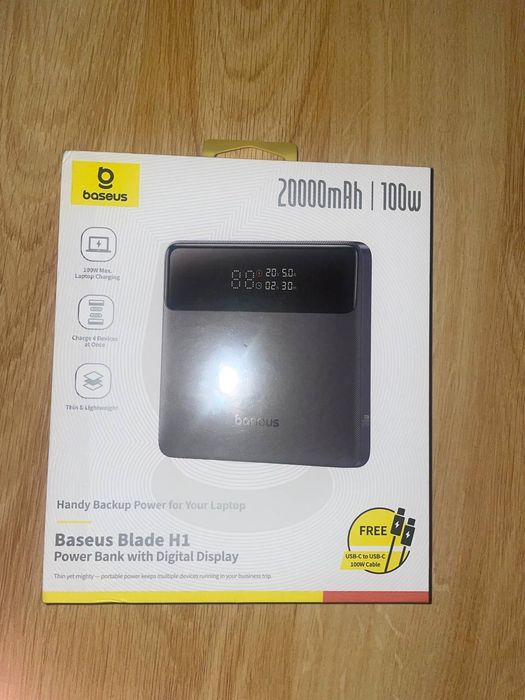 Powerbank Baseus Blade H1 – 20000mAh, 100W
Стан: заводське пакування
О