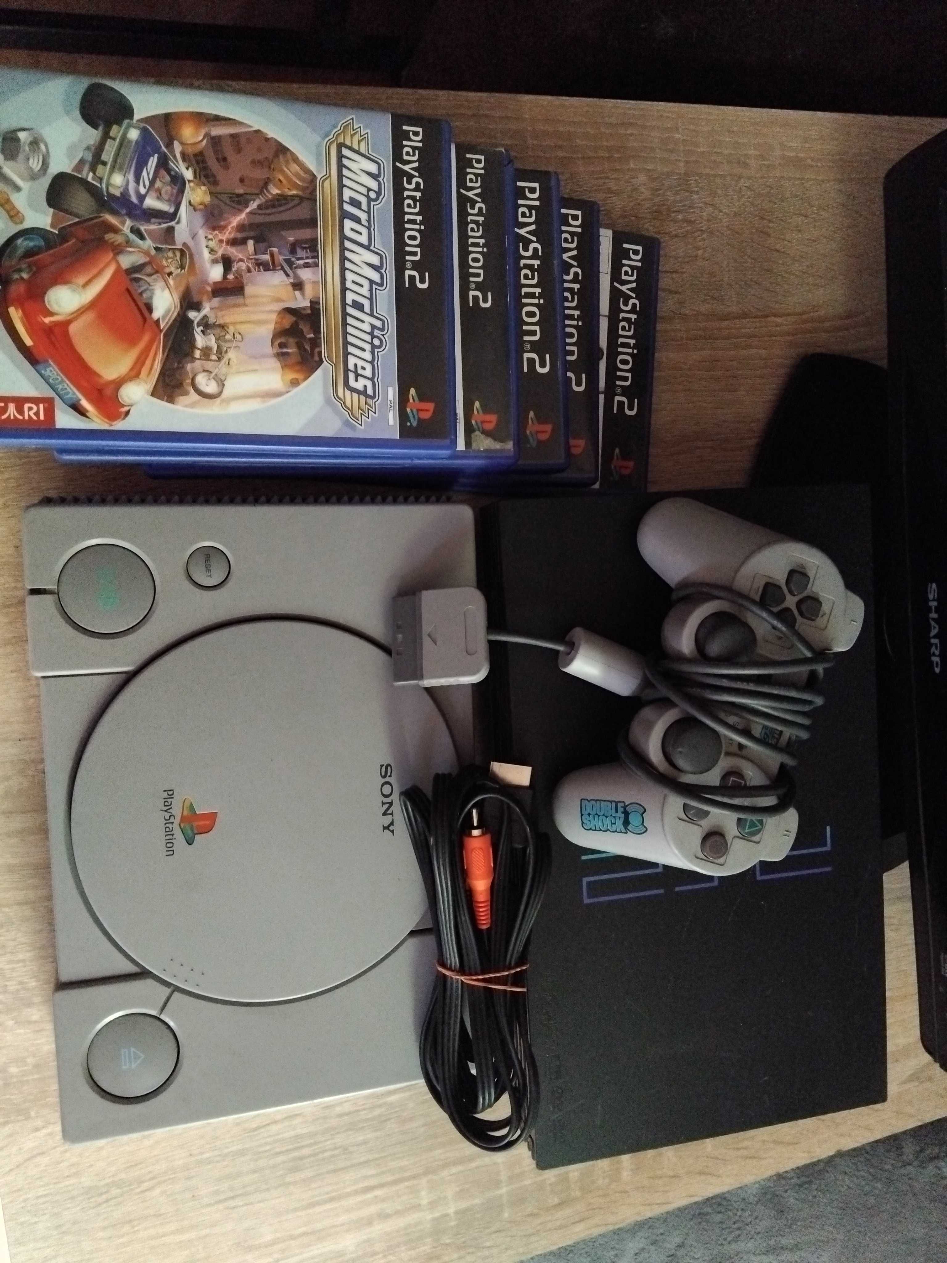 Playstation 1 SCPH-5502 + PS2 + gry + telewizor z dvd