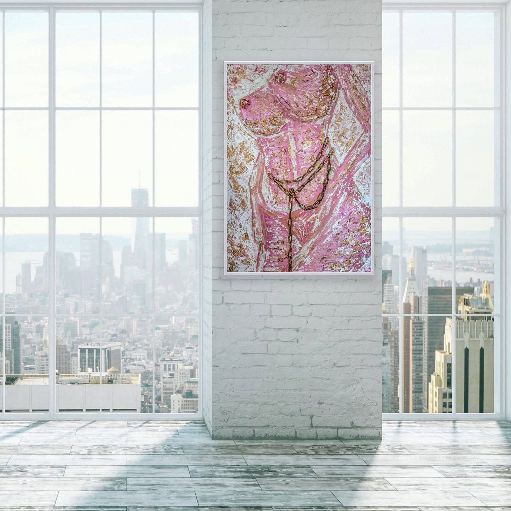 Obraz strukturalny, akt „Pink Honey” 100cm x 70cm