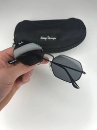 Солнцезащитные очки Ray Ban Octagonal черные коричнев Рей бен Октагона