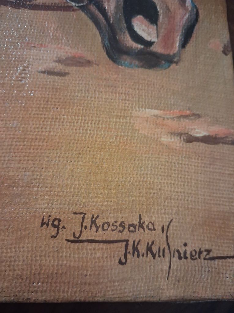 Obraz wg J. Kossak olejny na płótnie sygnowany