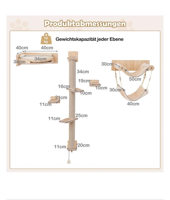 Ścianka wspinaczkowa  drapakiem i legowiskiem