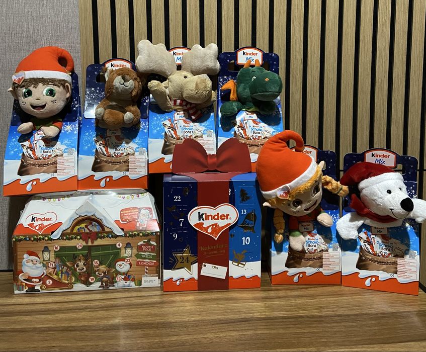 Набір подарунок з мʼякою іграшкою Kinder Maxy Mix. Адвент календар.