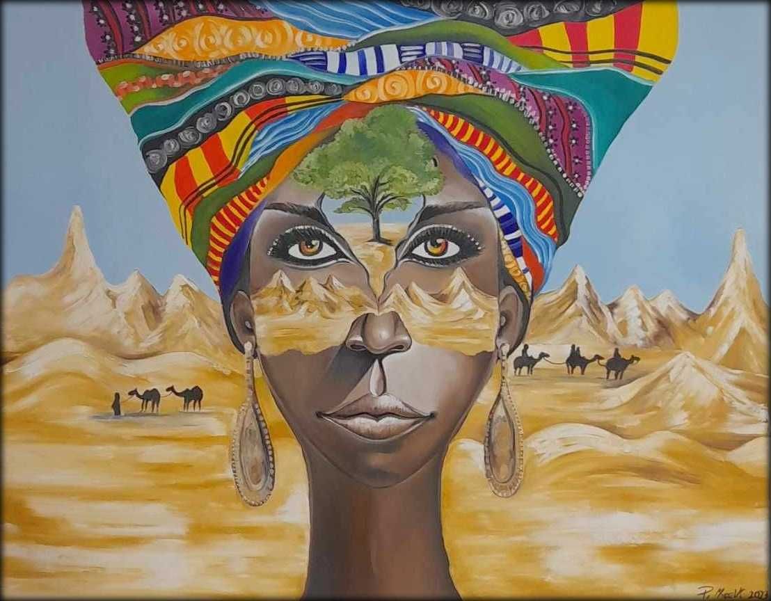 Obraz olejny , duży obraz Afrykanka