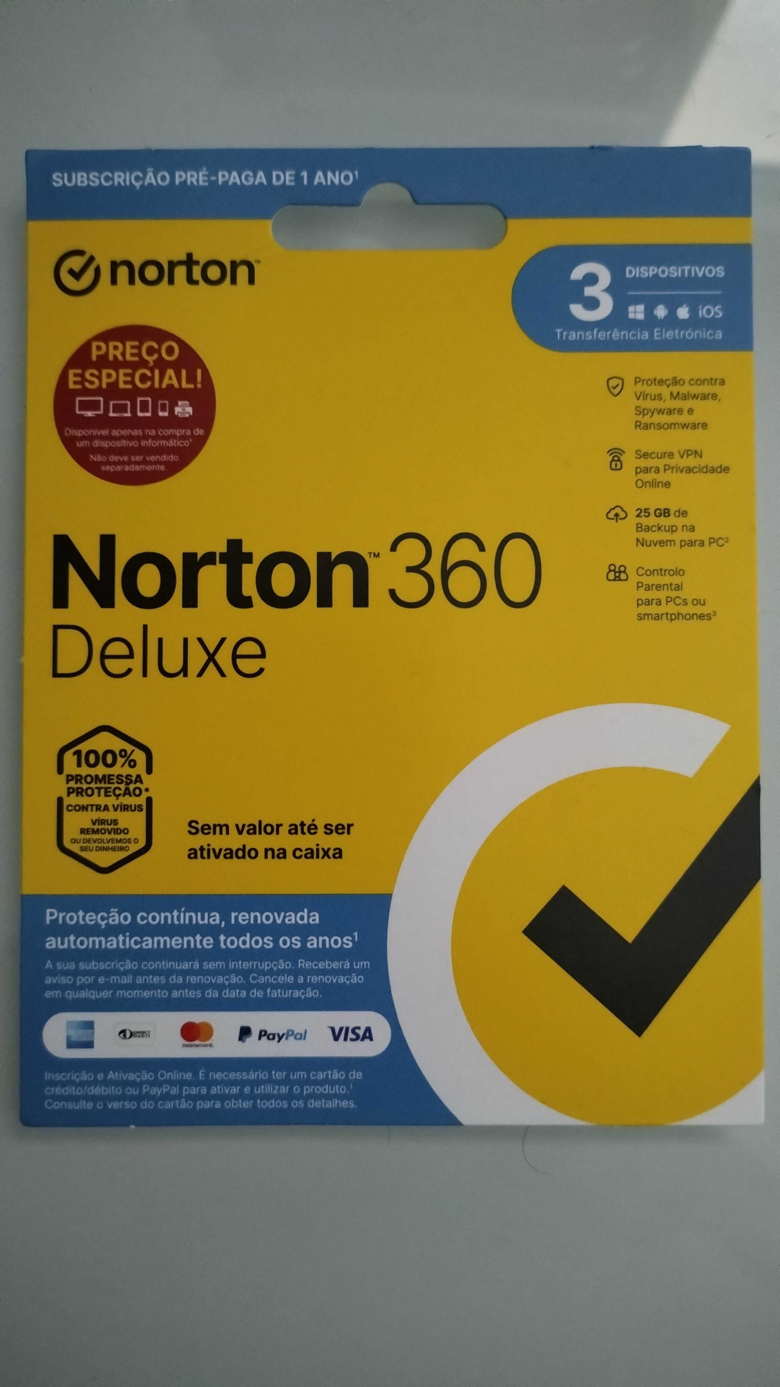 Proteção Norton 360 Deluxe - Subscrição pré paga durante um ano