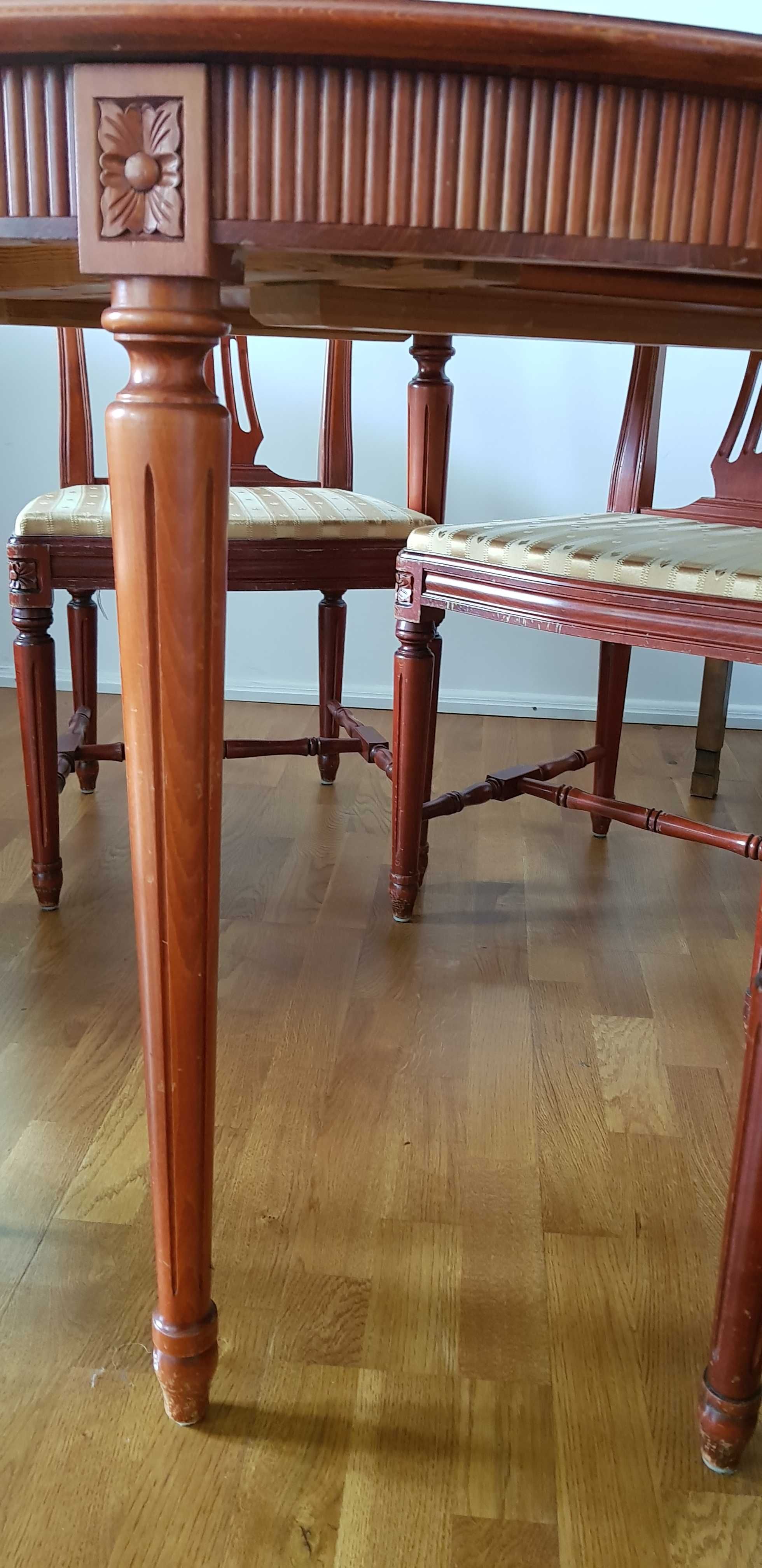 Orginalny zestaw mebli Gustawiańskich, stół+4 krzesła