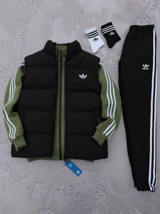 Чоловічий зимній спортивний костюм фліс адідас комплект Adidas xs-3xl