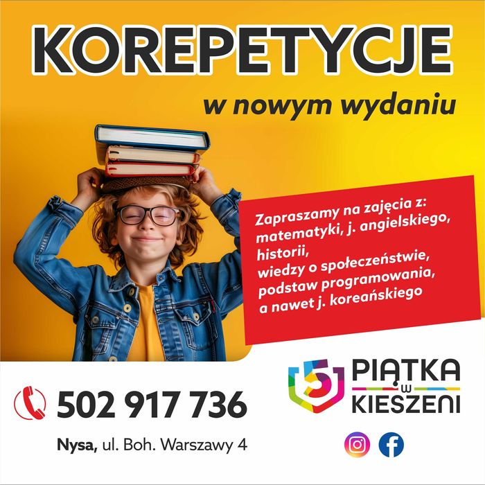 Zajęcia z matematyki, angielskiego, języka polskiego i inne  w Nysie!