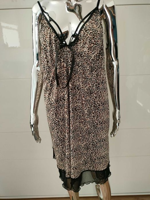 Koszulka nocna piżamka halka panterka plus size