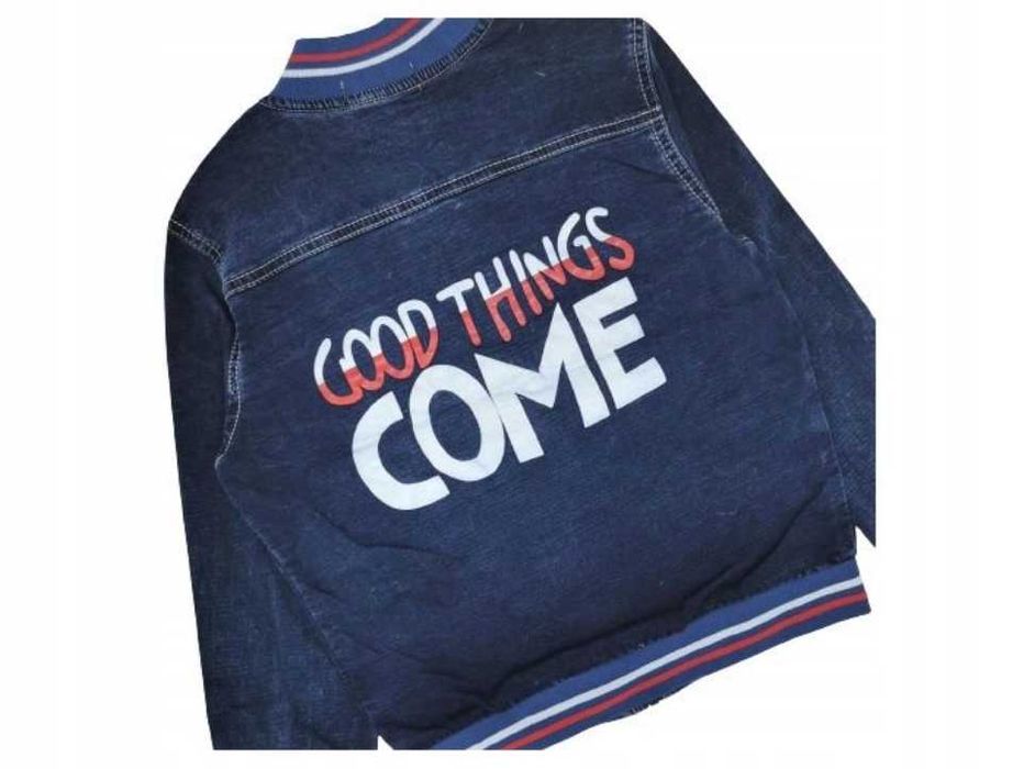 Jeansowa kurtka bomber dla chłopca naszywka nowa 170-176