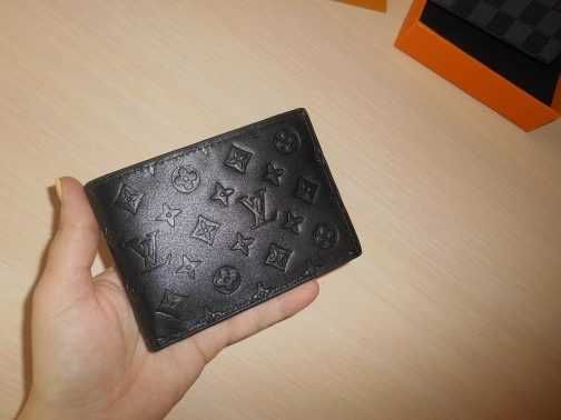 Louis Vuitton portmonetka Czarny portfel męski skóra 555