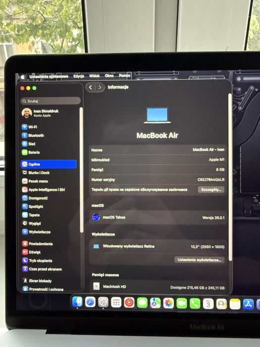 Apple MacBook Air M1 2020 | 13,3" 8/256 GB | Bardzo dobry stan