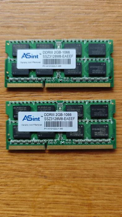Оперативна пам'ять для ноутбука SODIMM ASint DDR3 2Gb 1066MHz
