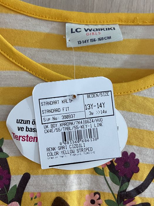 Lc waikiki 156 160 cm biała bluzka żółta biała nowa długi rękaw