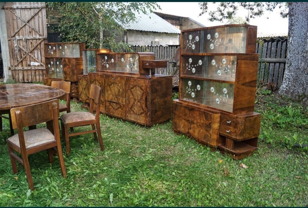 Art Deco Olbrzymia Jadalnia Bufet Stół Witryna Krzesła