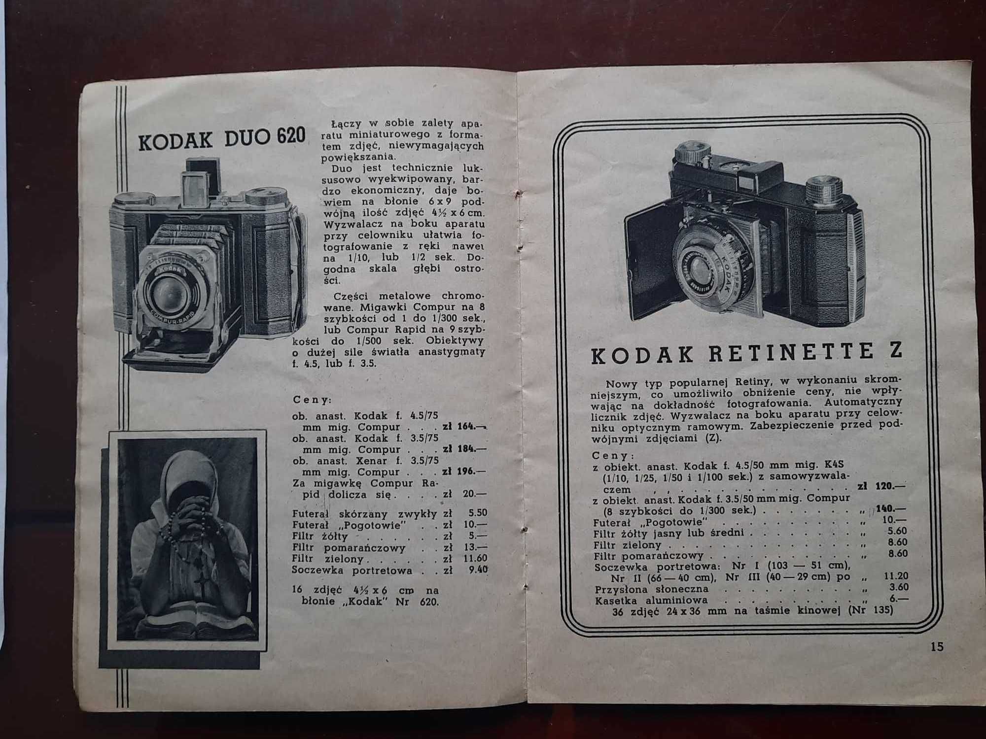 Katalog KODAK 1937 aparaty fotograficzne