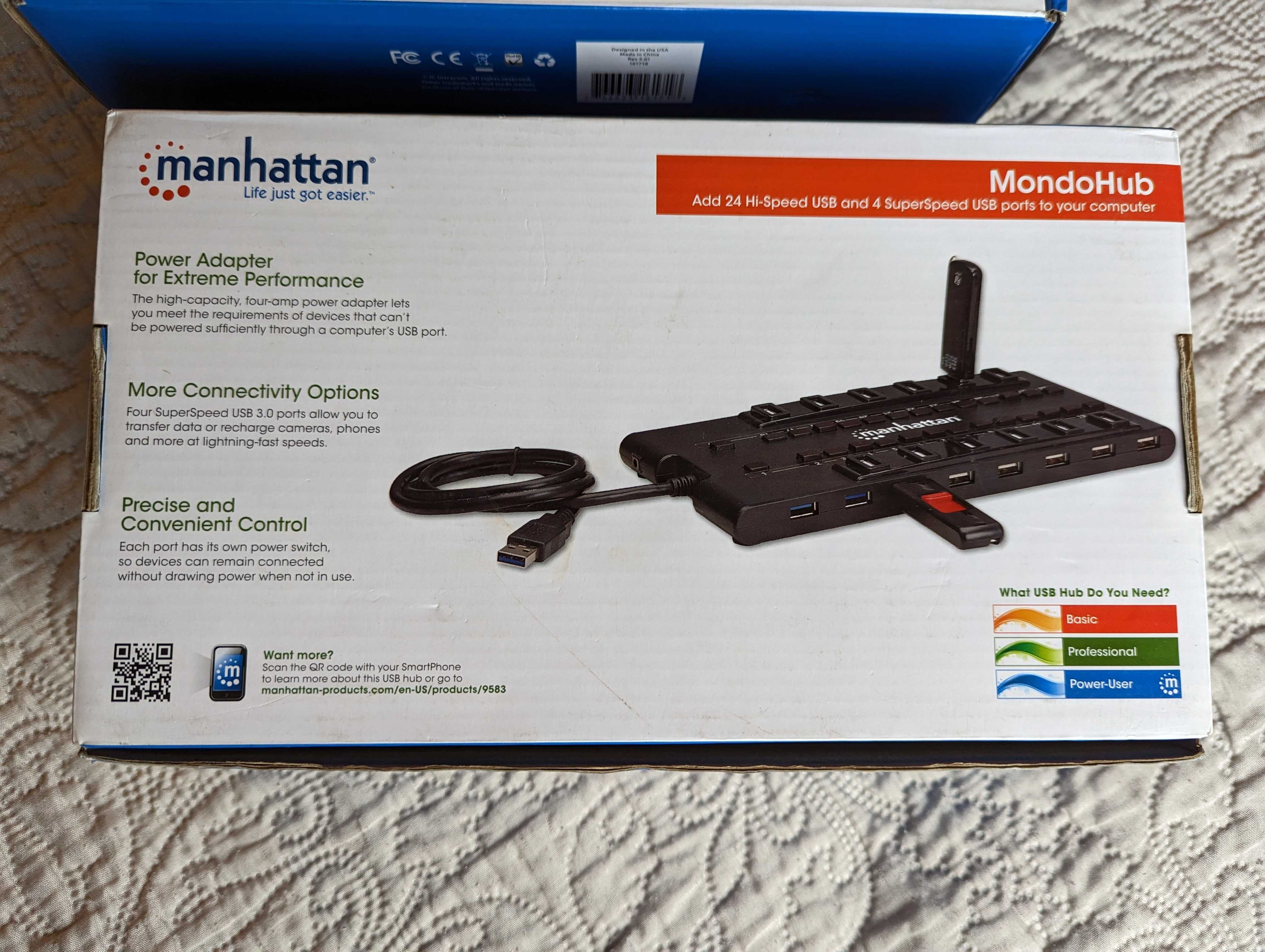 Hub USB 28-portowy Manhattan MondoHub 24xUSB2.0 & 4xUSB3.0