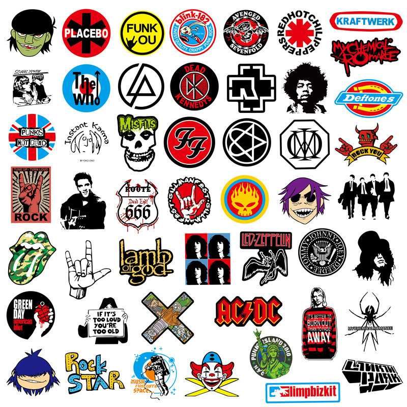 100 Autocolantes Rock Pop Moda Bandas Música Etiquetas Adesivas