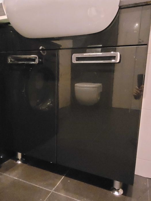szafka narożna  umywalkowa czarna + granitowy blat