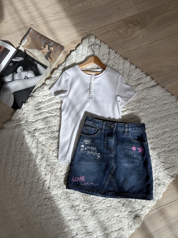 Комплект , сукня Zara, джинсова спідниця,футболка розмір 8-9 років 134