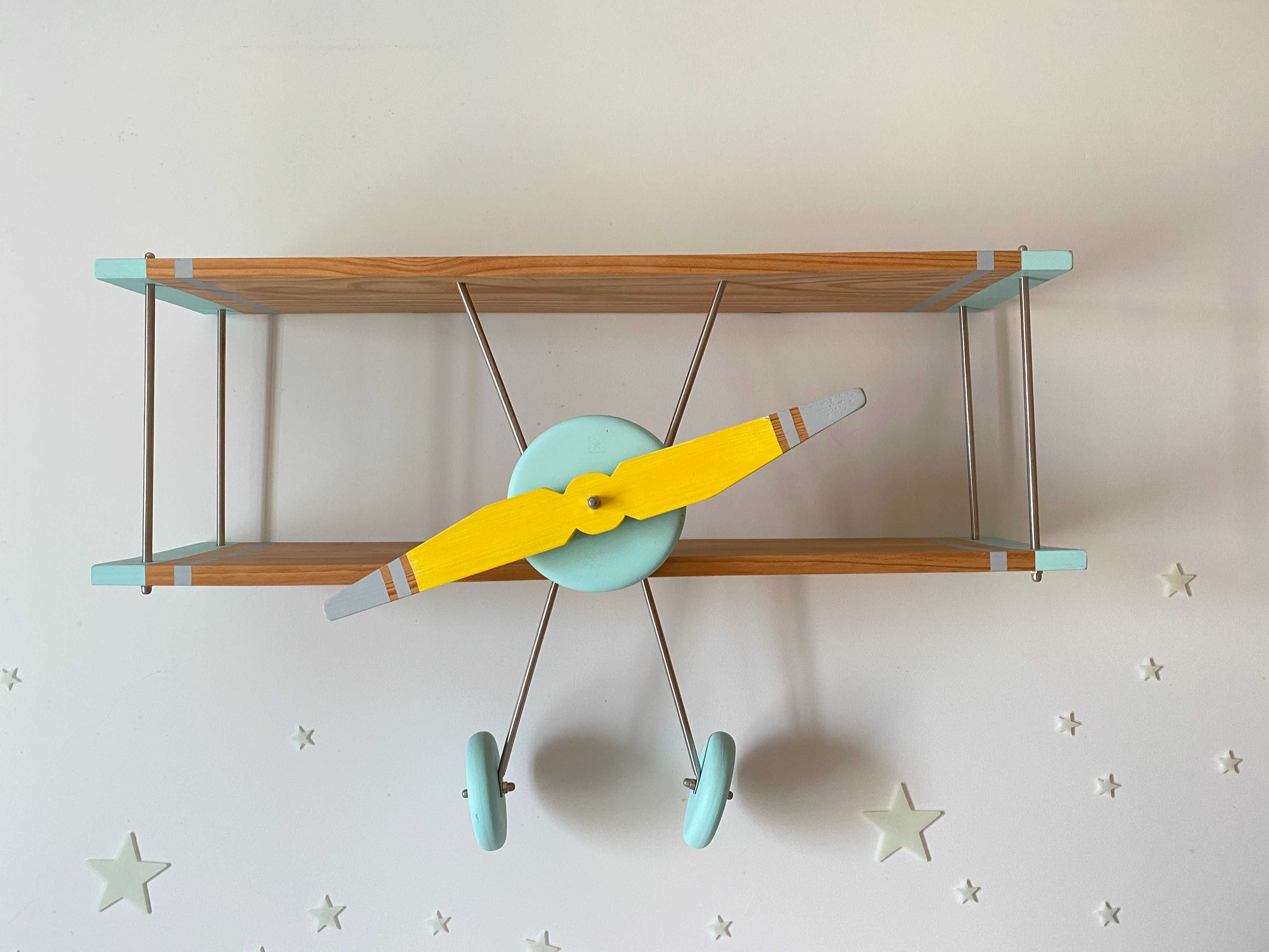 Prateleira Avioneta Azul/ Amarelo Xadrez às Riscas – Excelente Estado